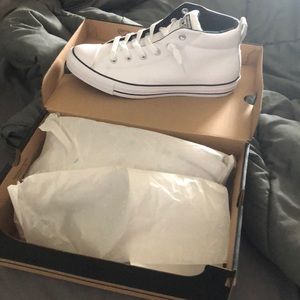 White Leather Converse - Size 9